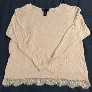 Lane Bryant Cream Sweater with Lace Hem - Size 18/20
